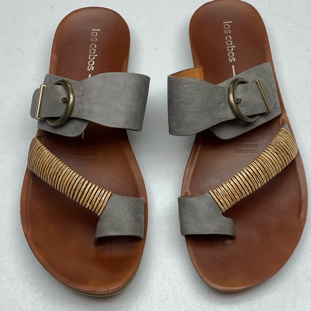Los Cabo’s GRY Faux Leather Thongs, EU 39/ US 8.5 Fall Sale